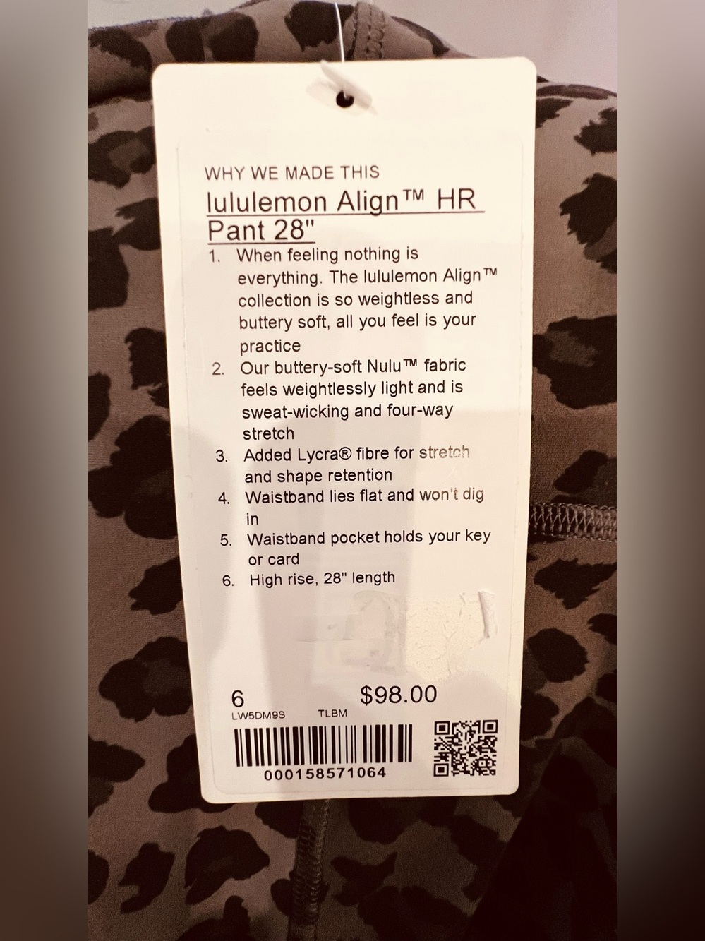 Lululemon Align High-Rise Pant 28” Leopard Print – Size 6 – NWT - Picture 9 of 10